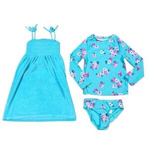 Gap Girls Teal 3-Piece Tankini Swimsuit & Coverup Set Size 4/5